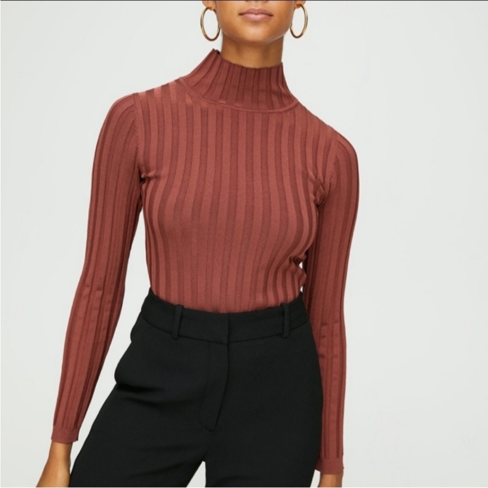 ARITZIA BABATON Victor Turtleneck Sweater Size Large Ribbed Knit Burnt‎ Orange